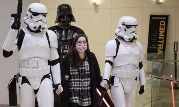 Kathlyn Chassey of San Antonio, Texas with Star Wars Storm Troopers